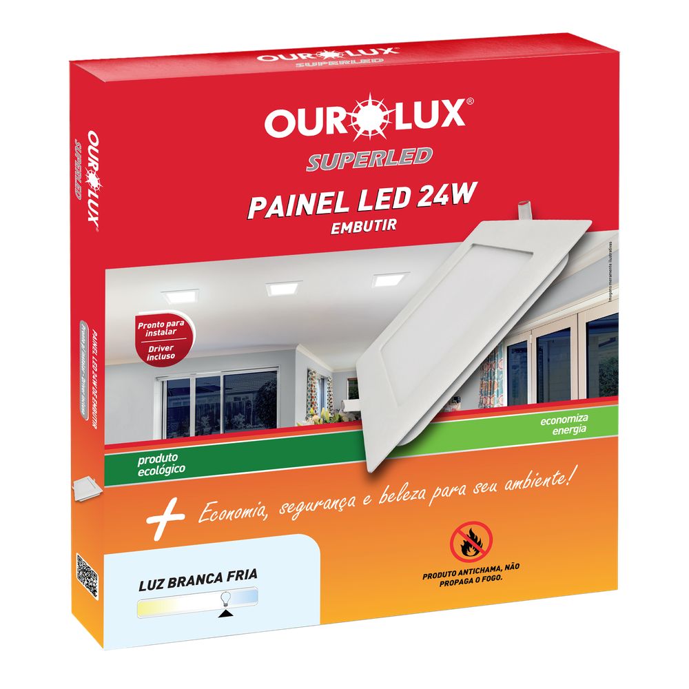 PAINEL LED EMBUTIR QUADRADO 24W PT6500K BIV
