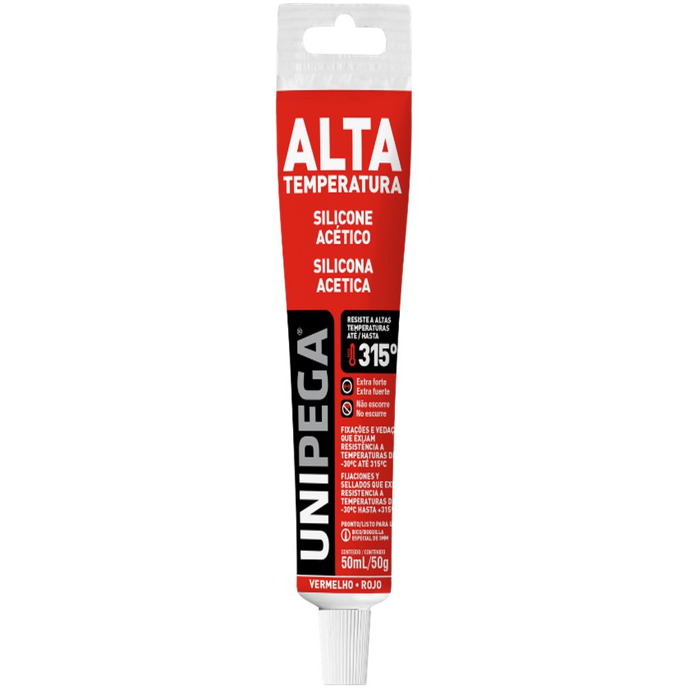 SILICONE ACETICO 50ML ALTA TEMPERATURA VERMELHO